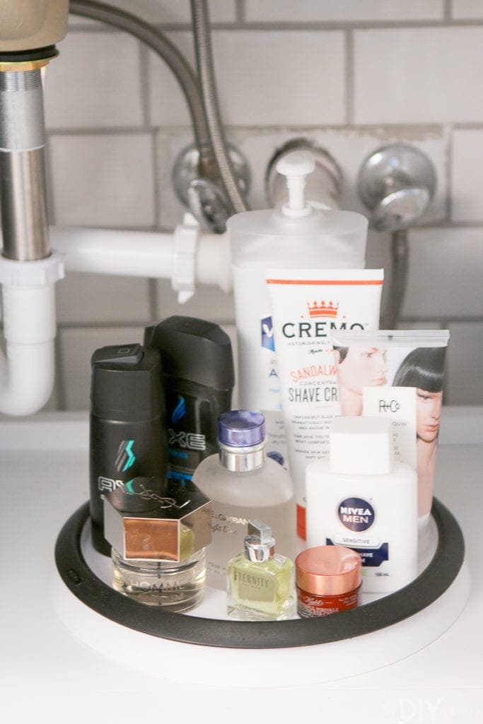 Try a lazy susan under your bathroom sink to easily access all of your toiletries. 