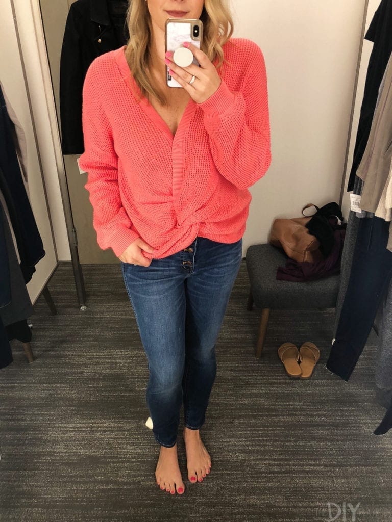 Coral sweater from the Nordstrom Anniversary sale