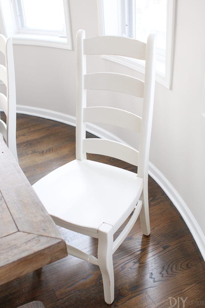 White wood chair from Pottery Barn