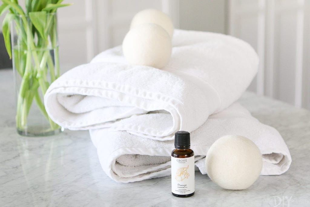 Use wool dryer balls and essential oils when drying laundry