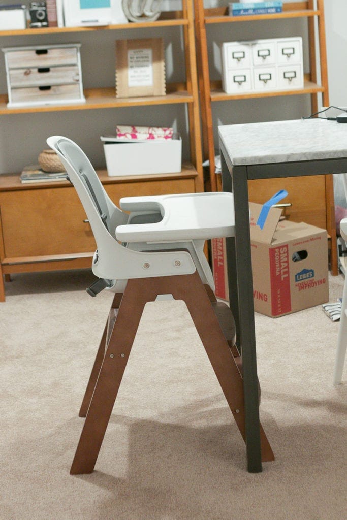 baby high chair during kitchen renovation