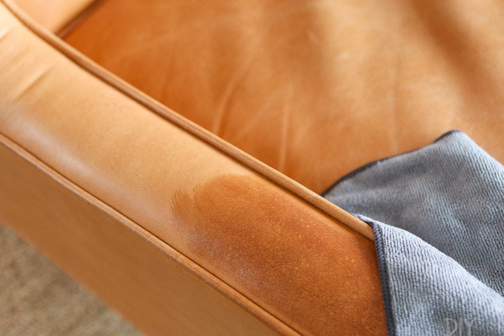 Apply otter wax leather oil to care for leather furniture