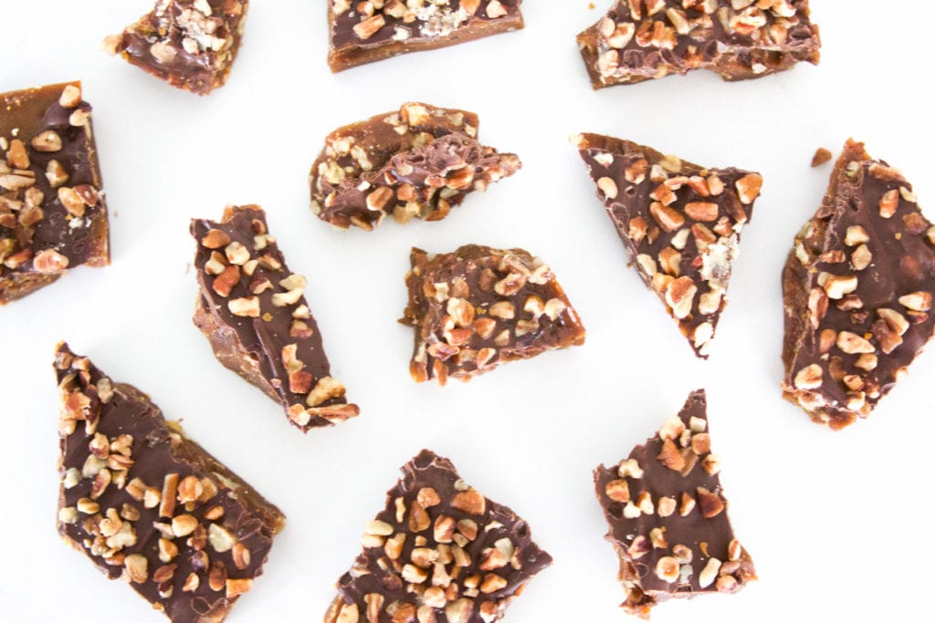 super easy and delicious Chocolate Pecan Toffee Recipe