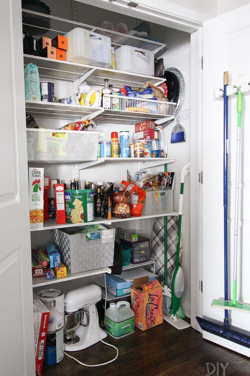 Messy pantry before