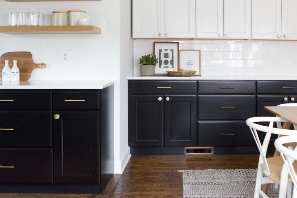 Black and white kitchen cabinets