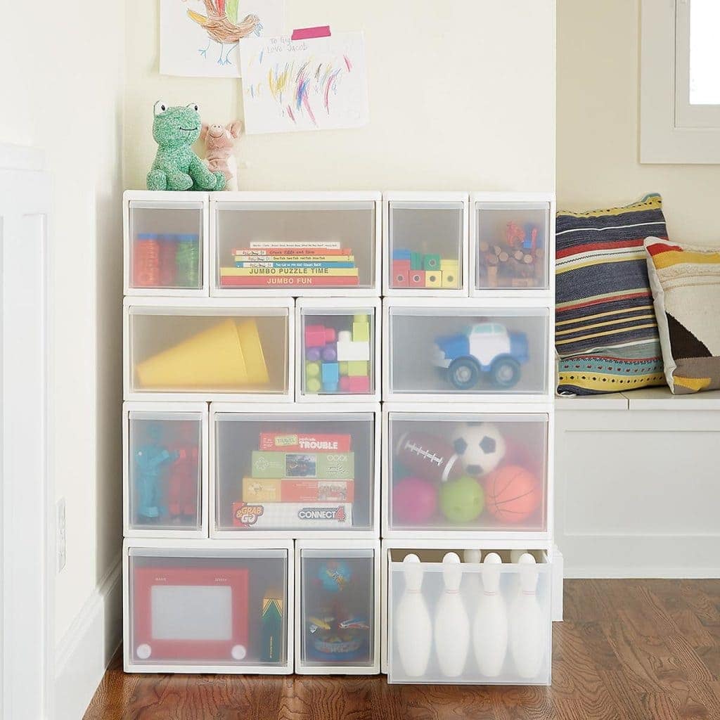 Clear organizational bin from the Container Store