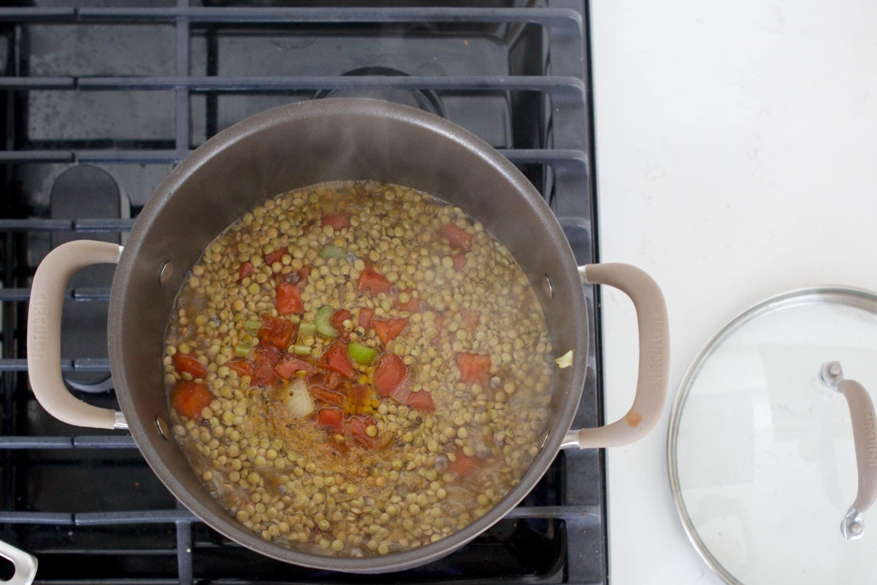 lentil soup simmering