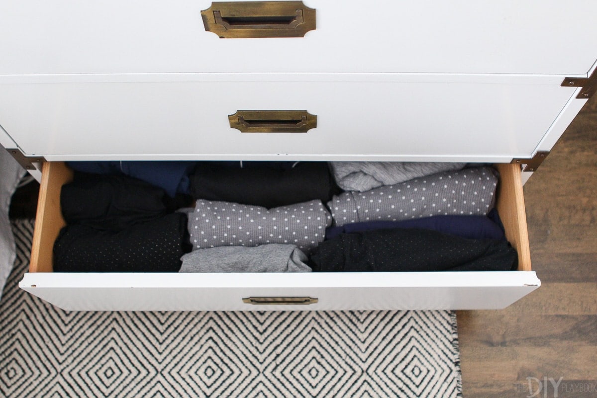 Folded and neat pajama drawer