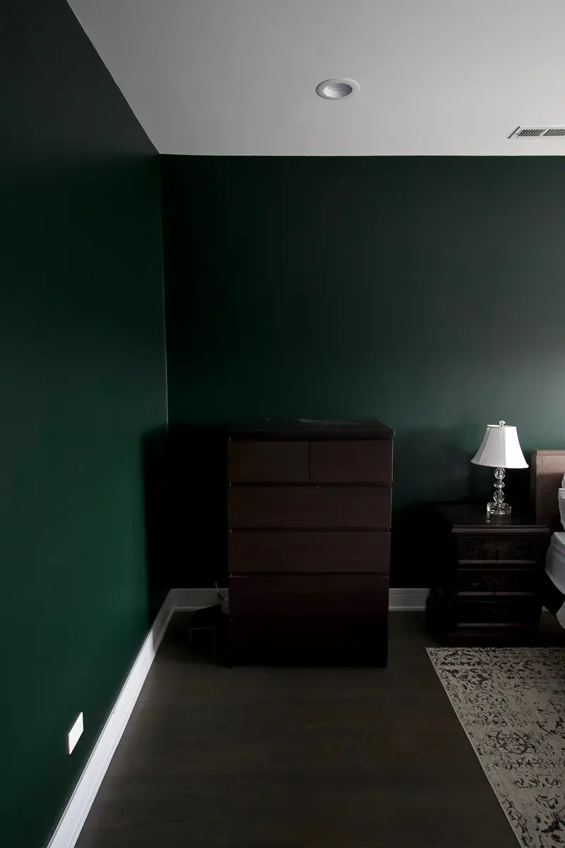 Guest room painted in Essex Green