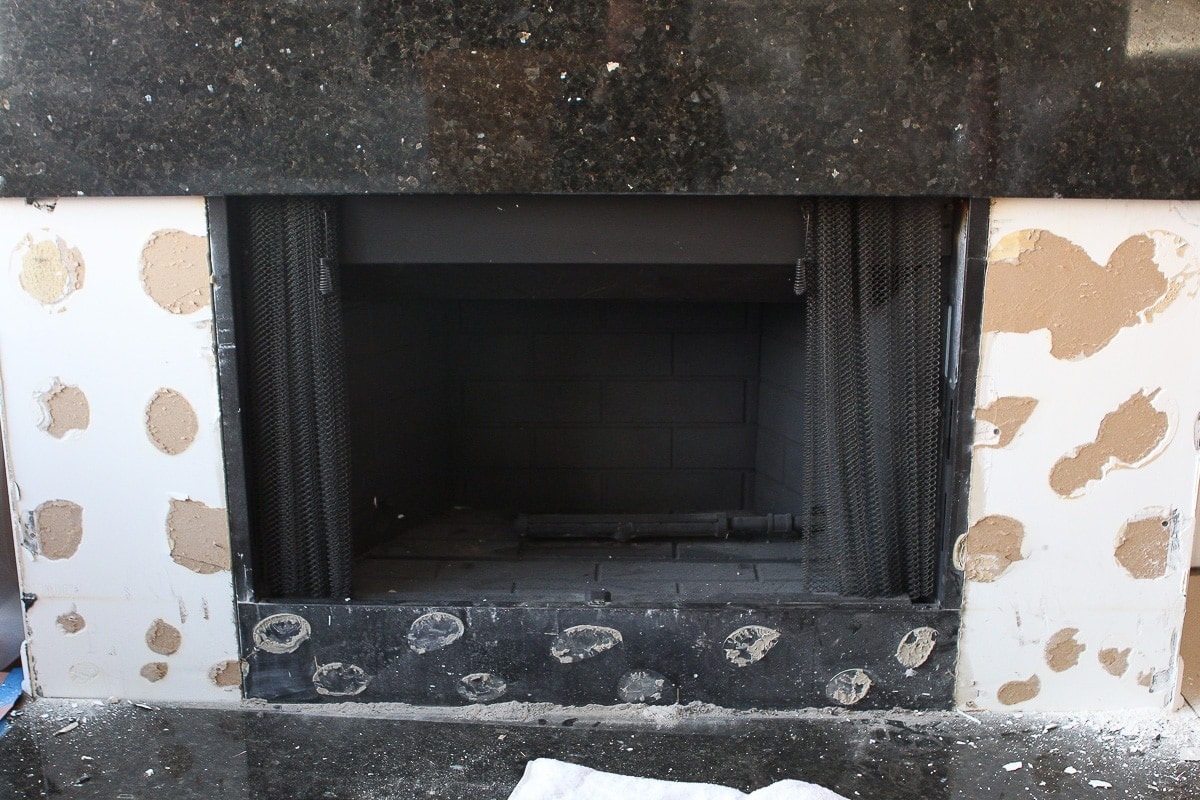 Removing stone from a fireplace