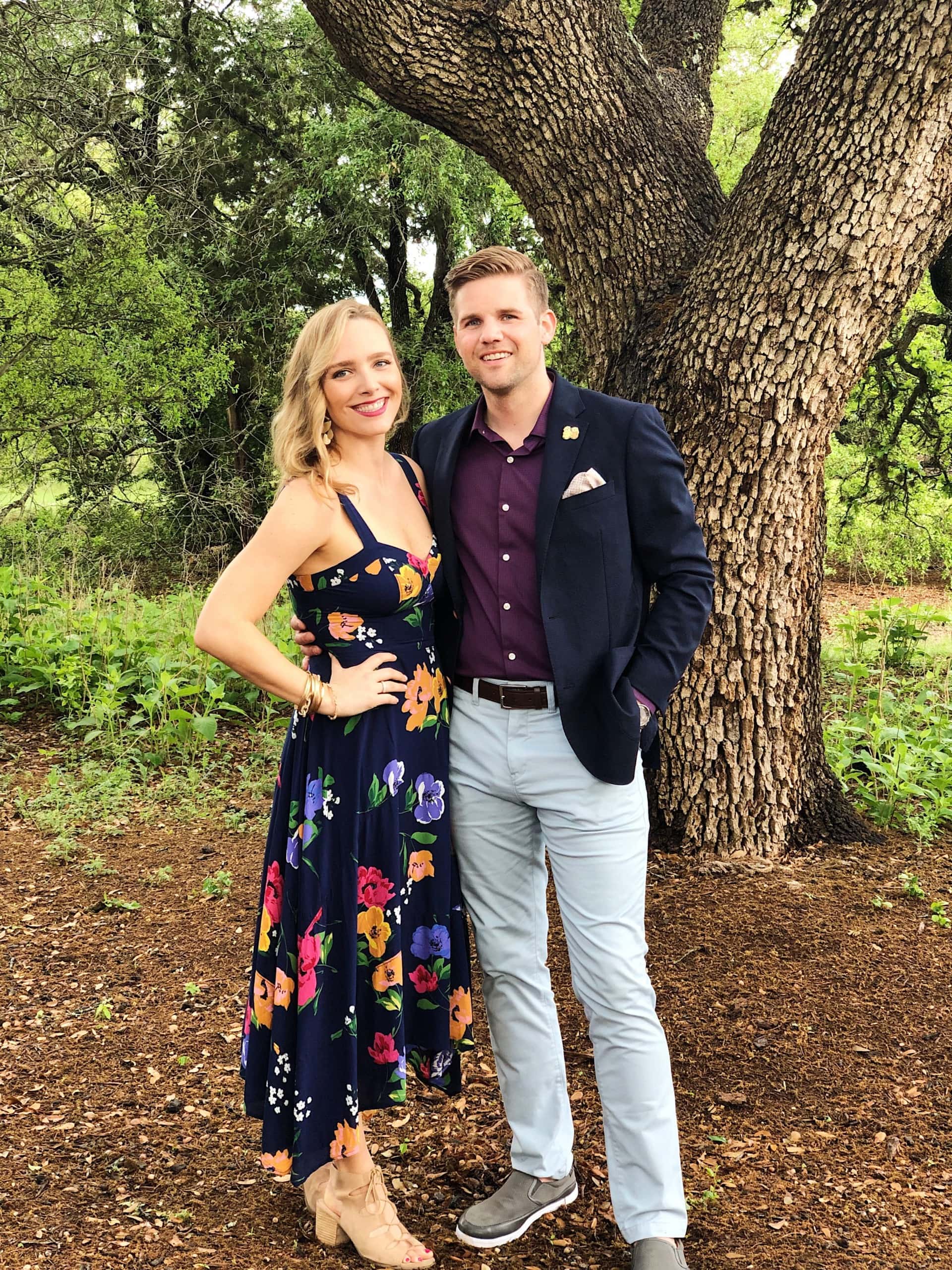 Casey and Finn at a wedding