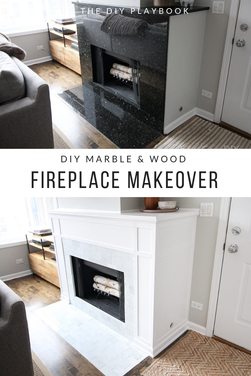 DIY marble fireplace makeover