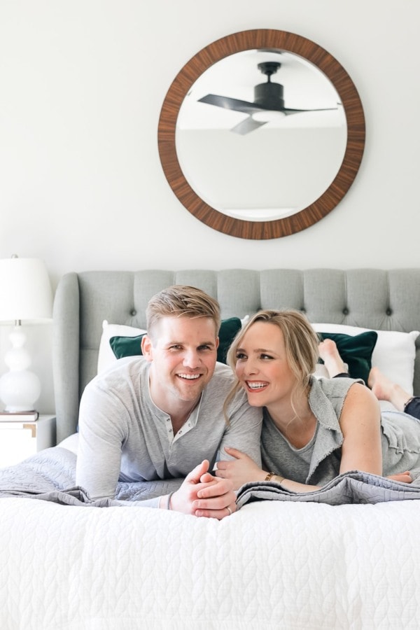 A Gray Guest Bedroom with Blush Accents | The DIY Playbook