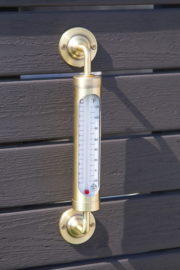 Gold outdoor thermometer