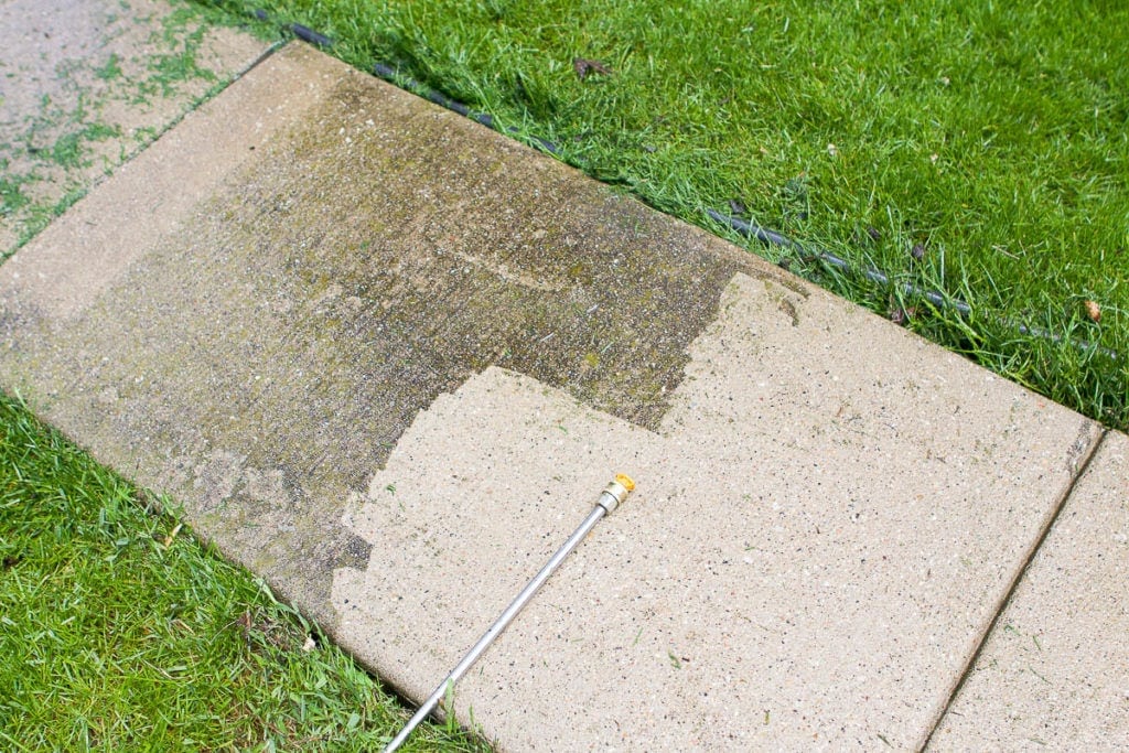 Power washing your porch and sidewalk