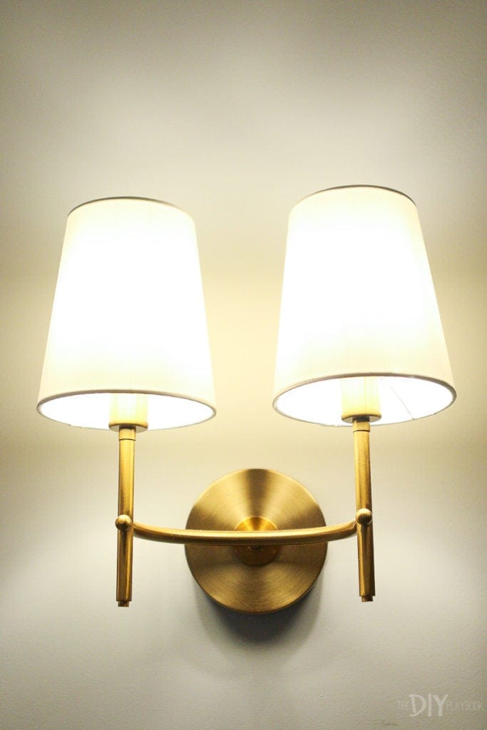 Brass sconce from Lowe's