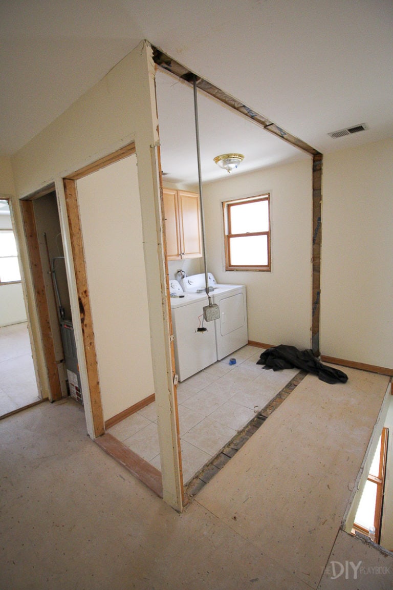 removing a wall to make a larger laundry room