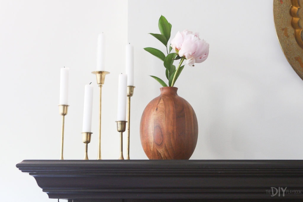 Candlesticks and wood vase