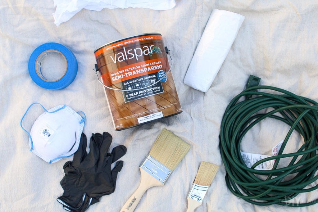 Supplies to paint and stain a deck