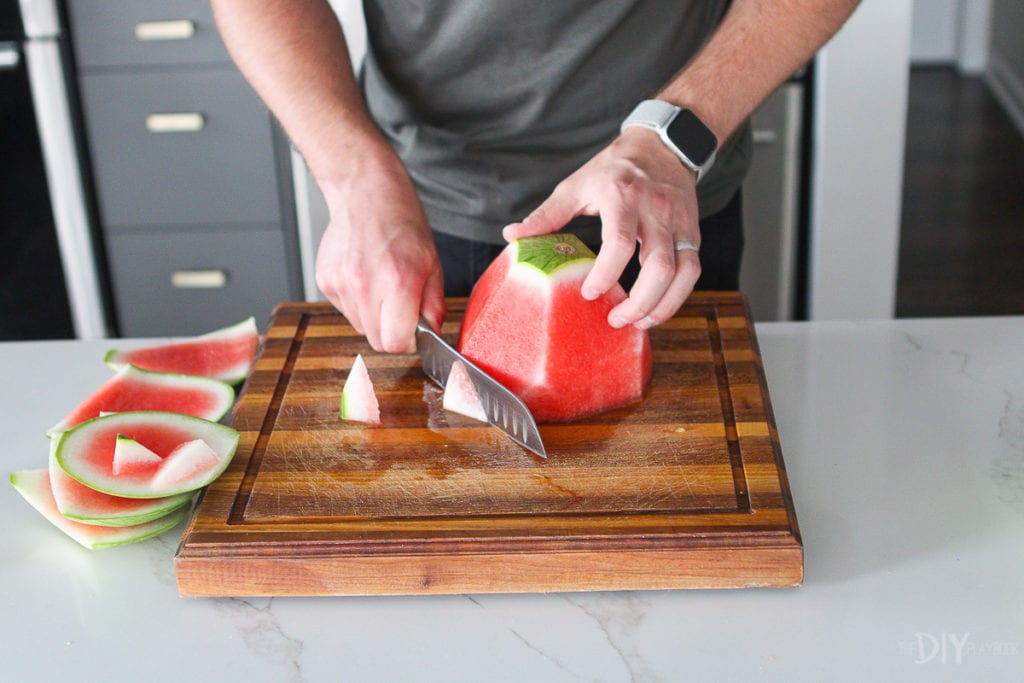 Skinning a watermelon