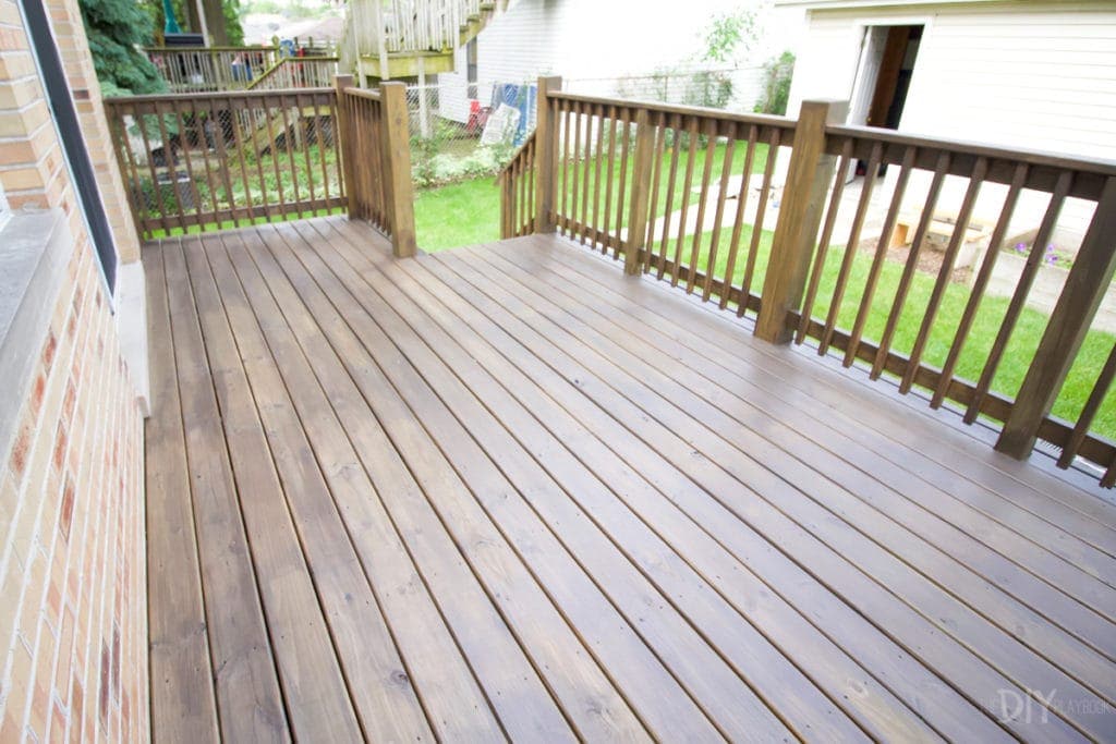 Staining a deck