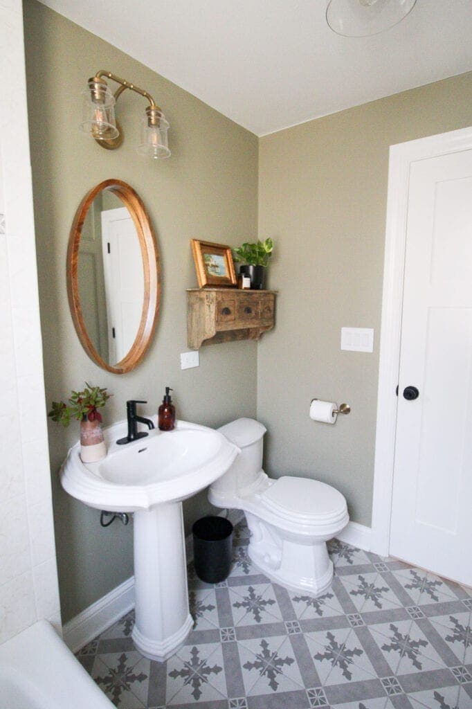 Bathroom refresh with sage green paint