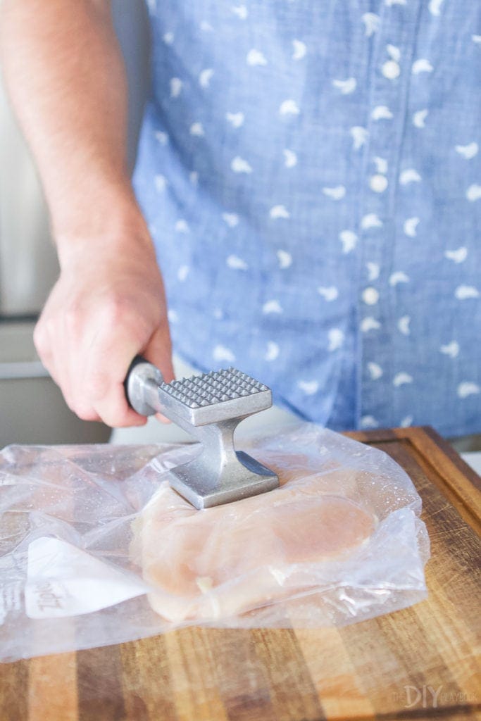 Pounding chicken breasts to get them thinner