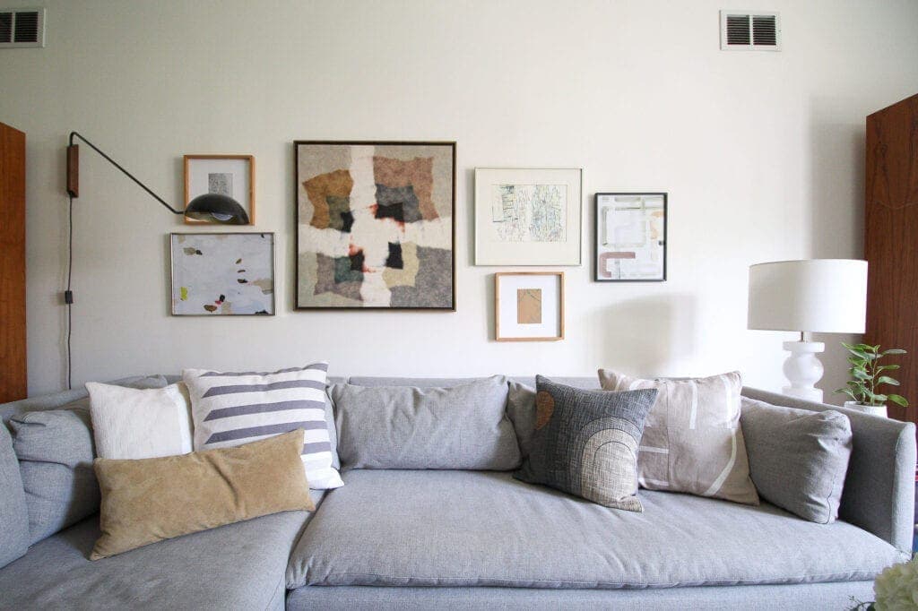 Gallery wall over a couch