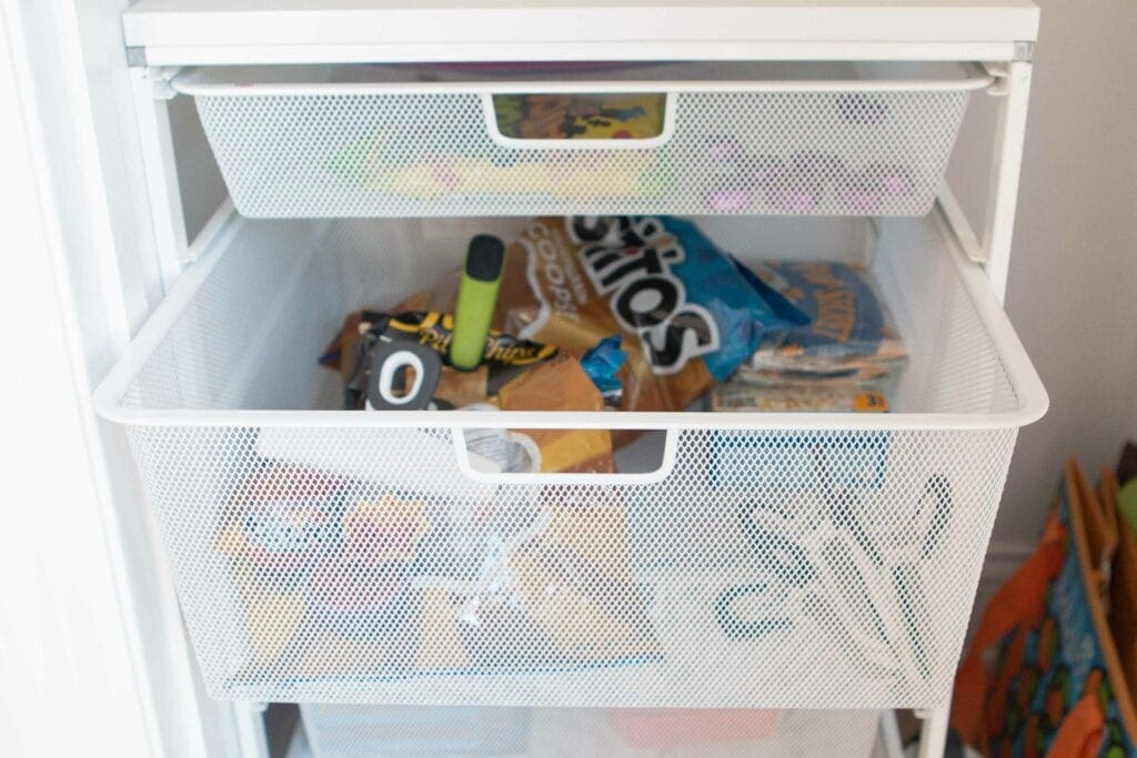 A chip drawer in a pantry