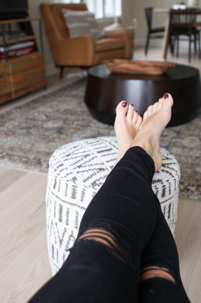 patterned pouf to put your feet up
