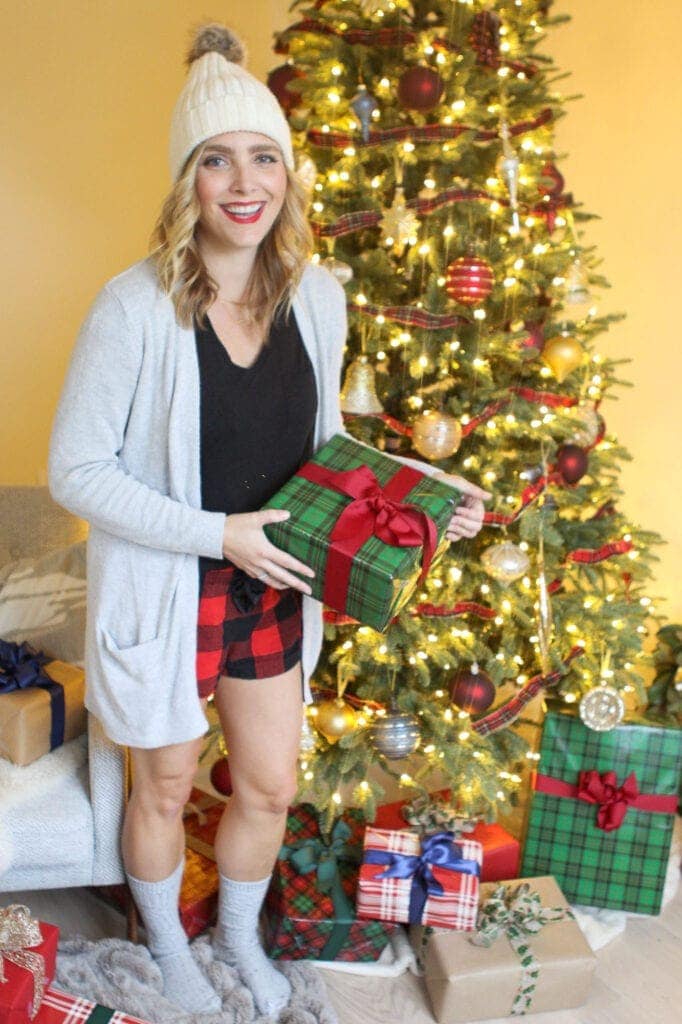 Casey with a gift for Christmas