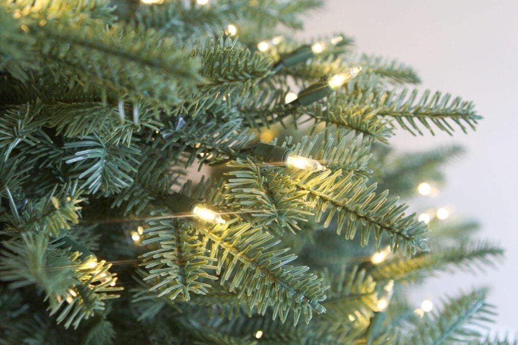 Lights on a Balsam Hill Christmas tree