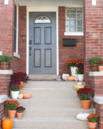 Fall Front Porch With New Schlage Hardware