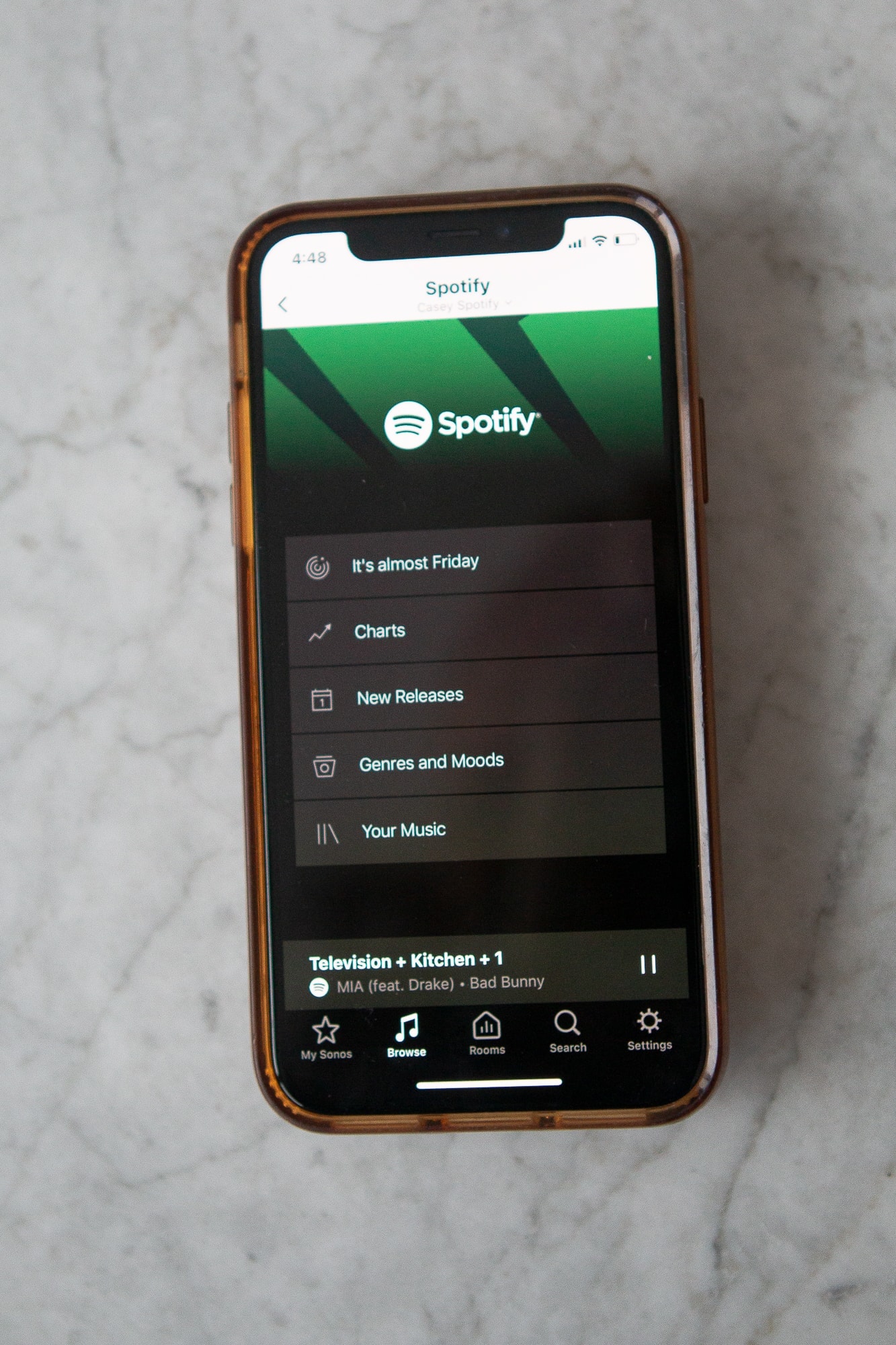 Using the sonos app for Spotify