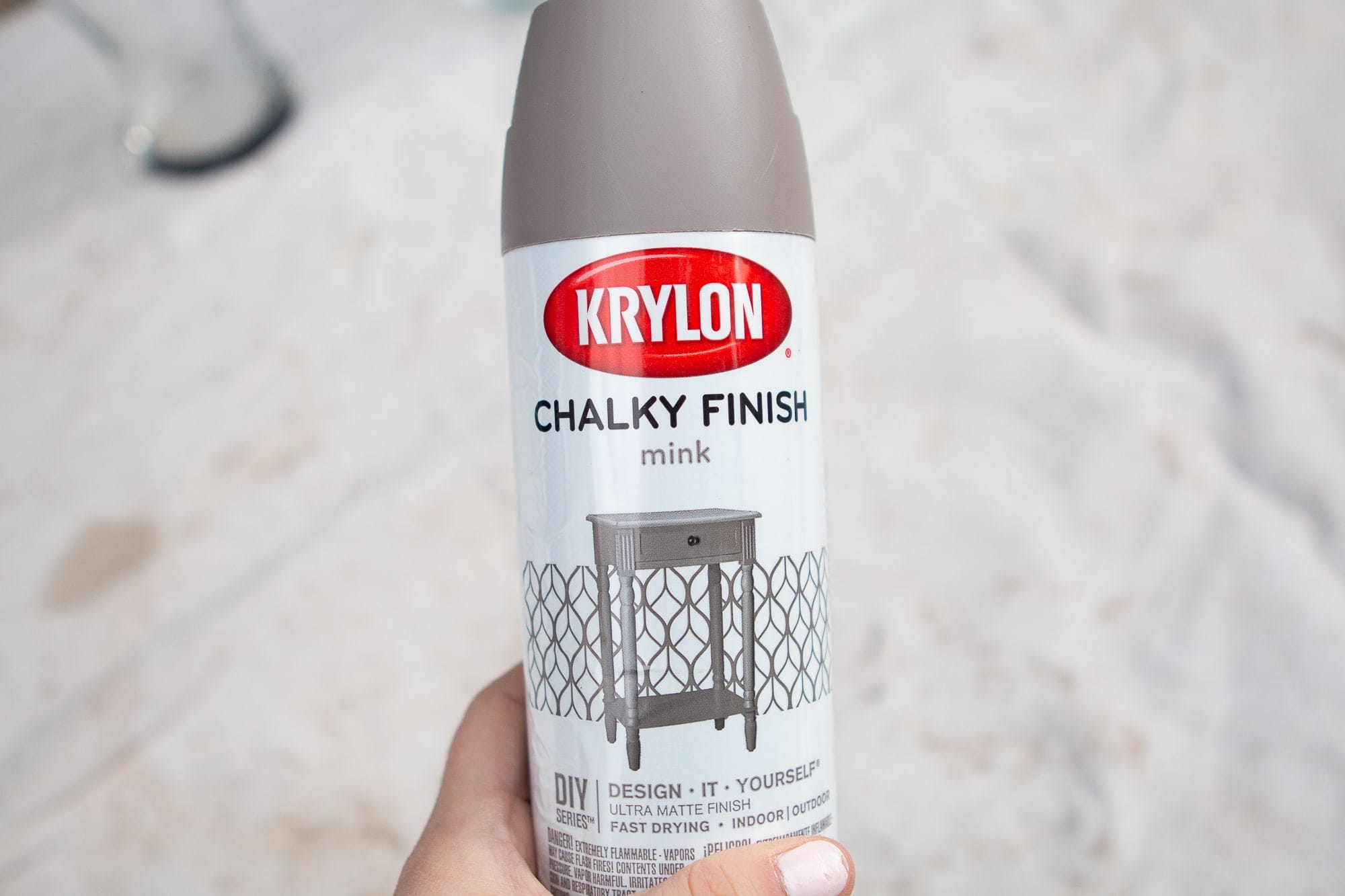 Chalk spray paint from Krylon in the color Mink