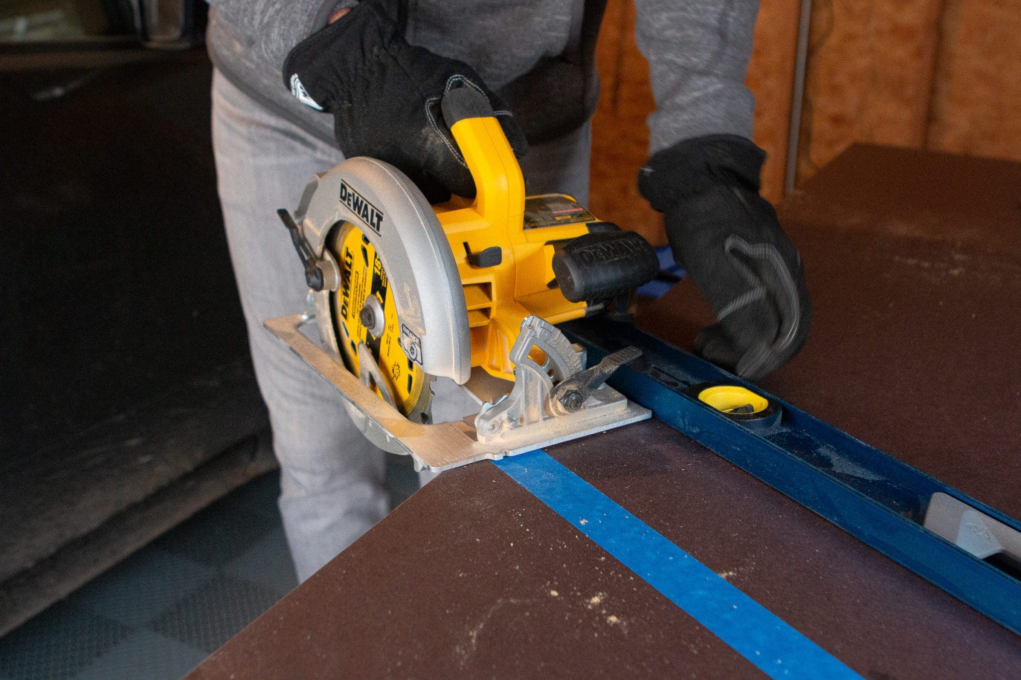 Using a circular saw to cut IKEA butcher block countertop