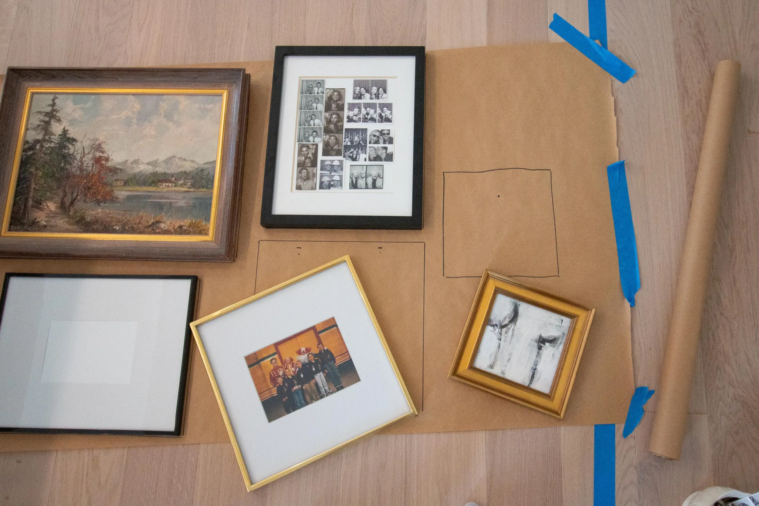 Use wrapping paper to hang your gallery wall 