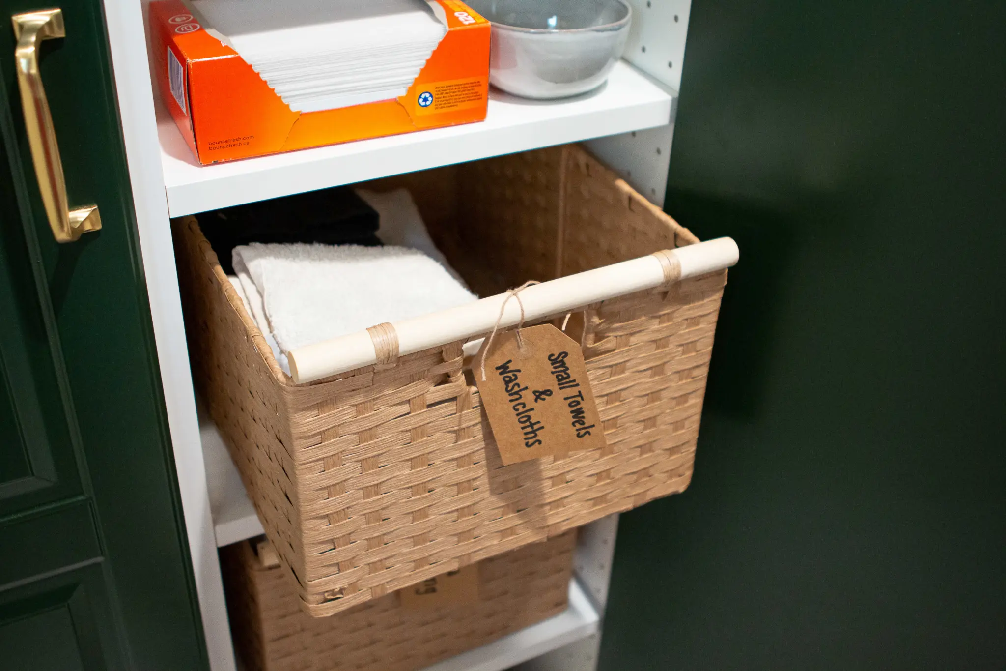Pull out baskets for laundry room organization