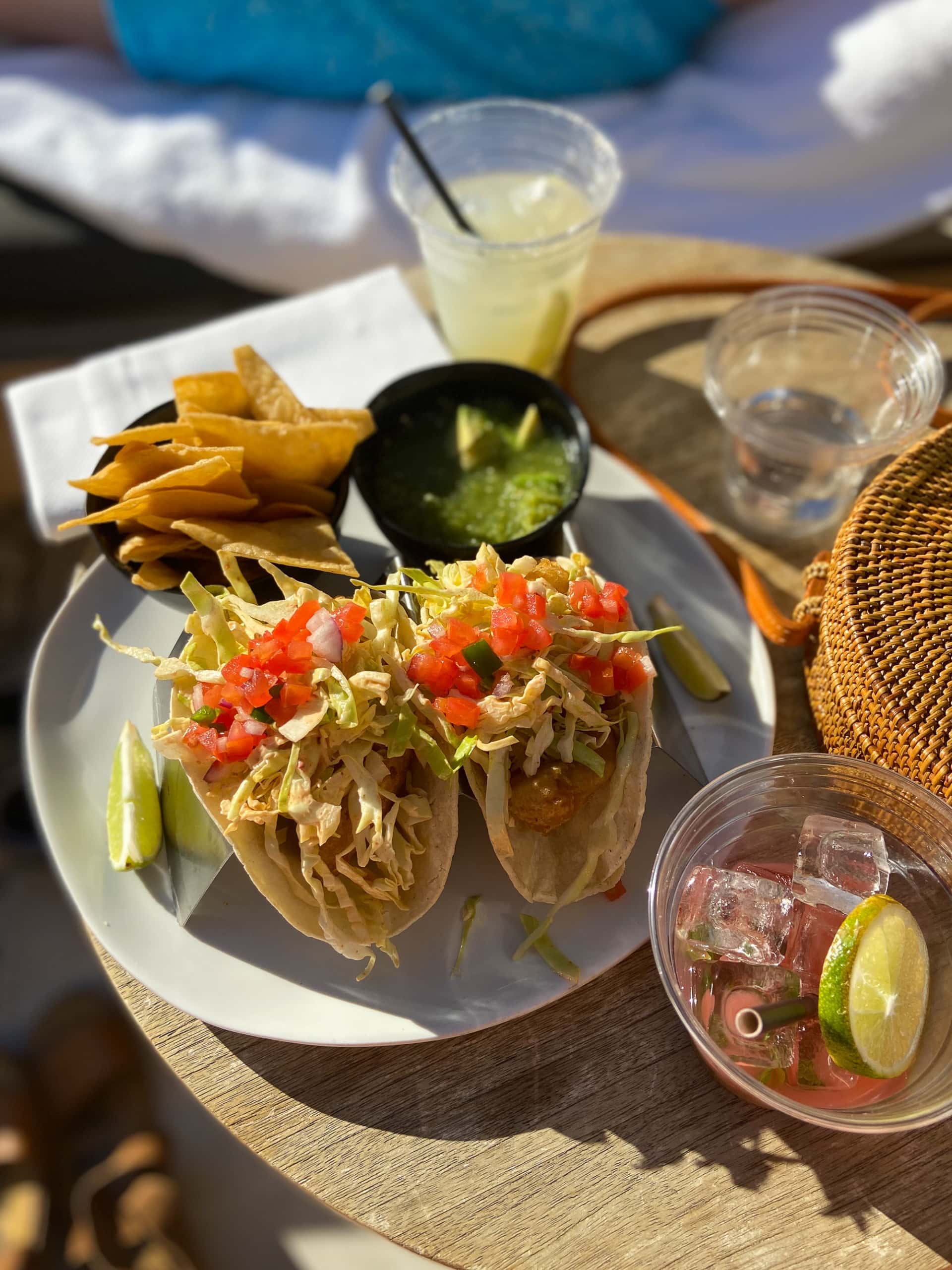 Fish tacos by the pool