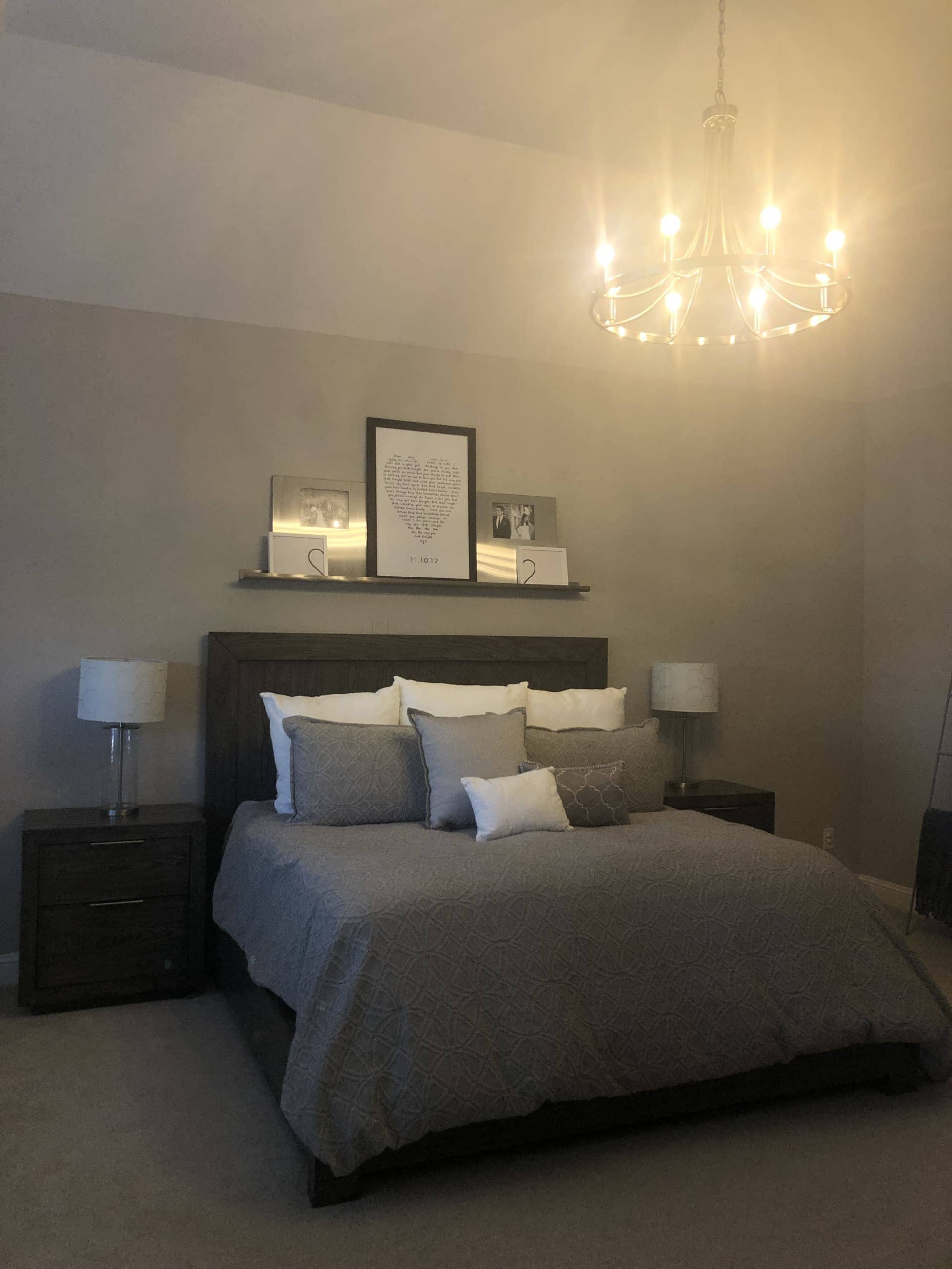 Gray master bedroom 
