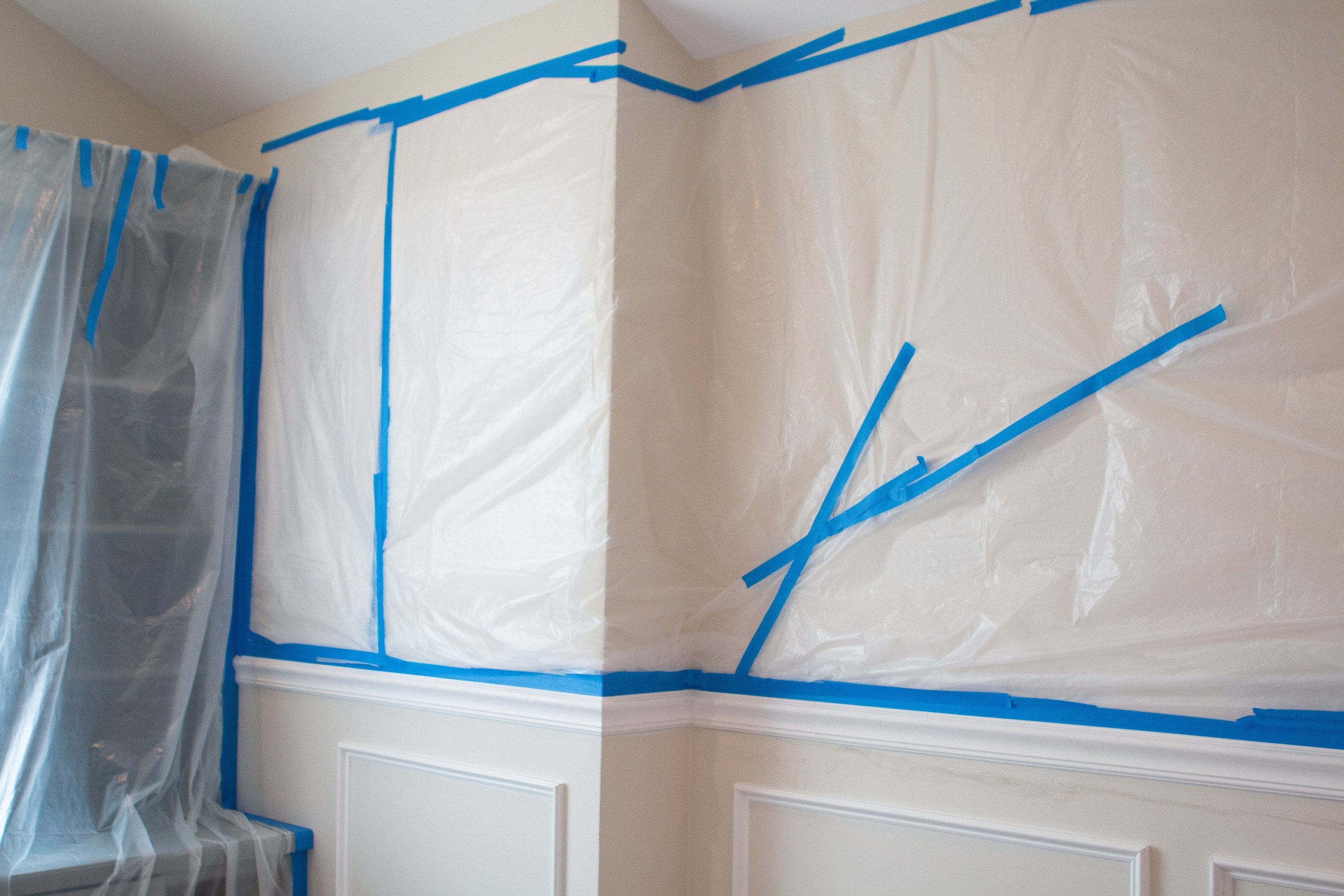 Prepping the room for the paint sprayer