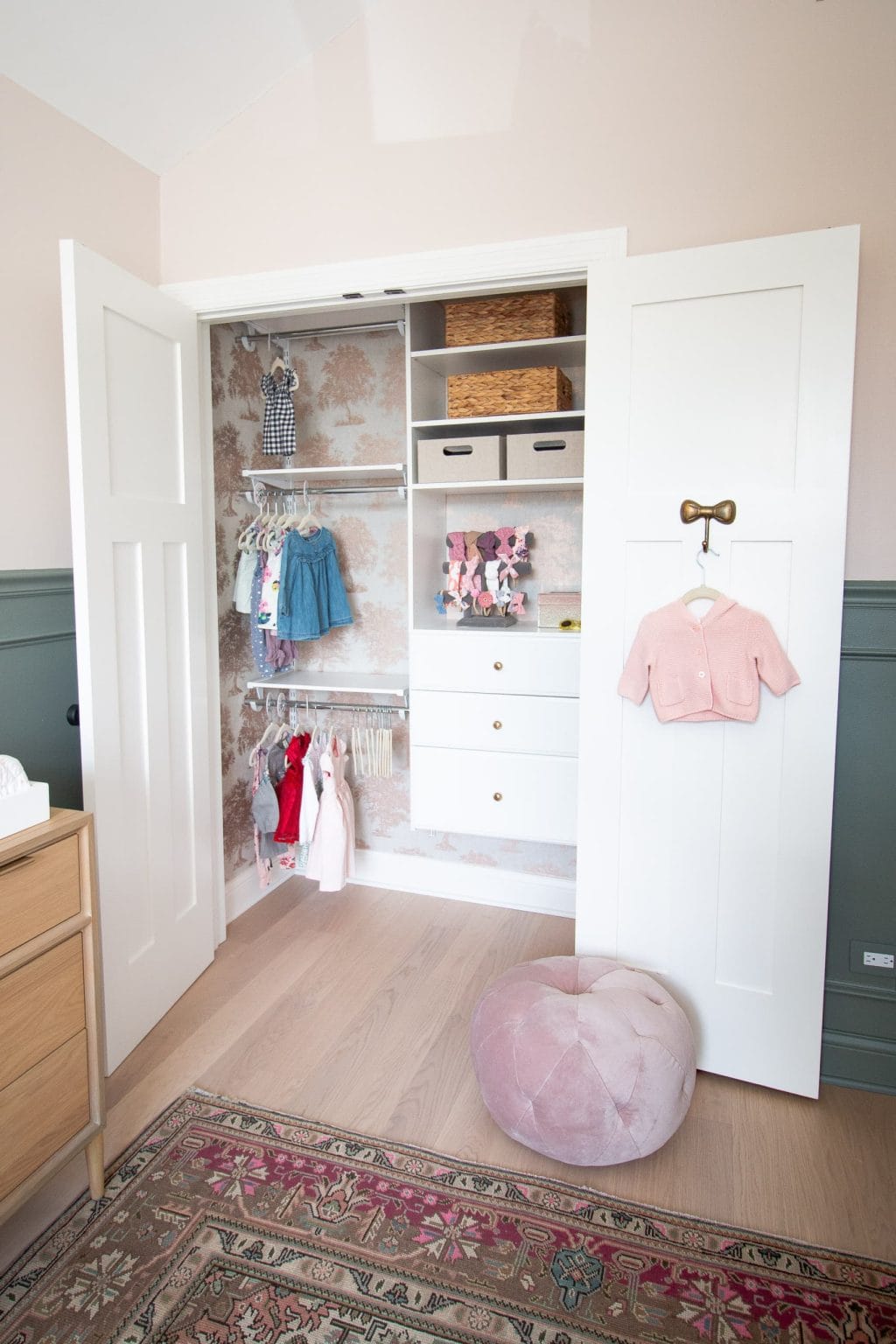 Our baby girl's closet in the nursery