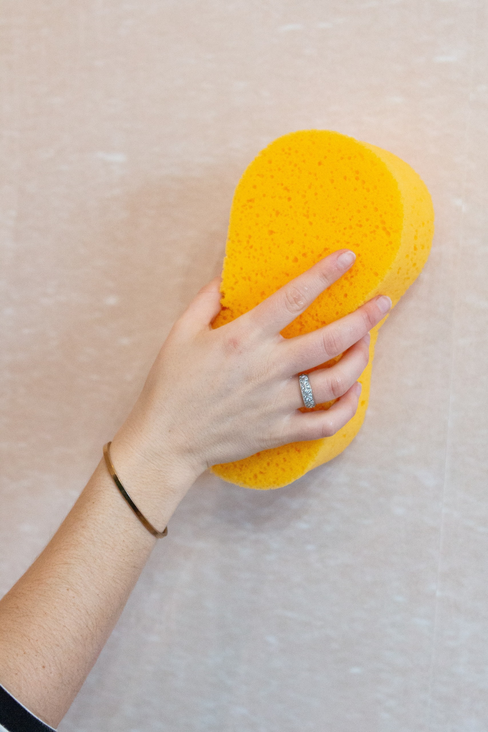 Sponge away excess glue