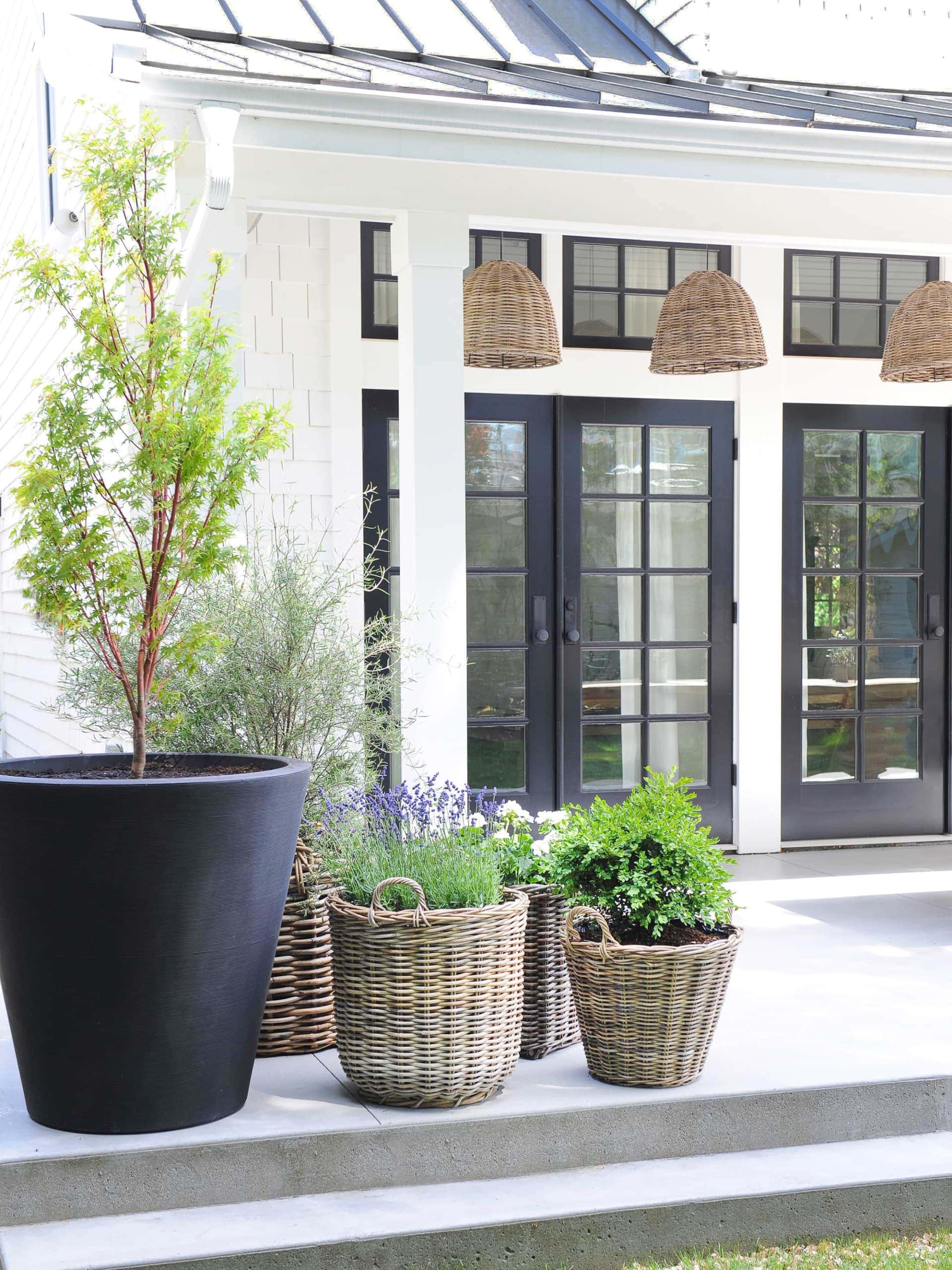 Pots for greenery on a back porch