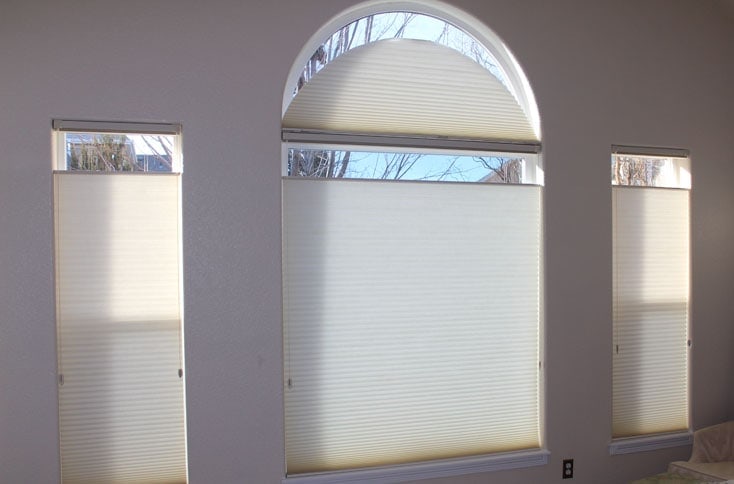 honeycomb shades on arched window