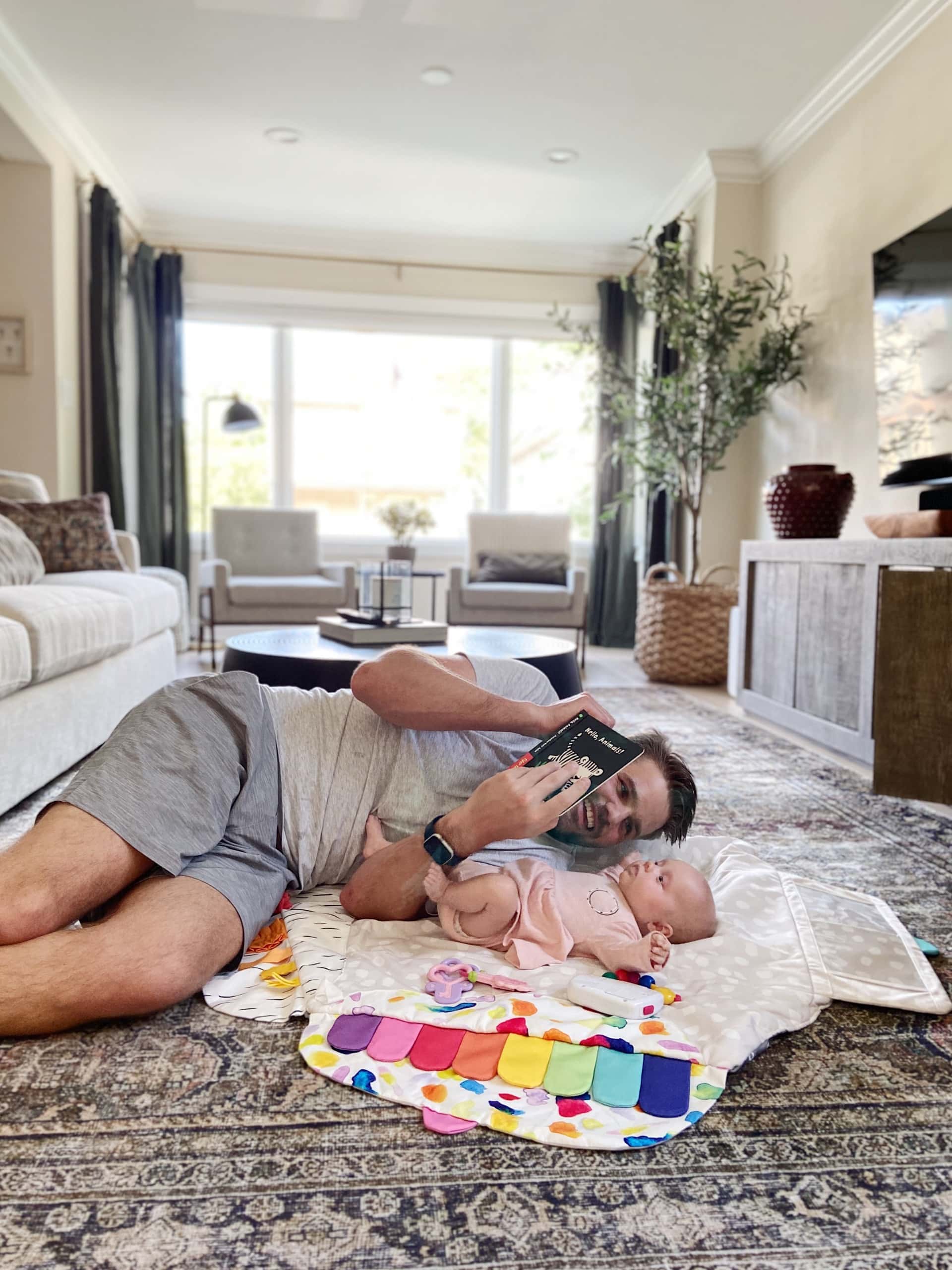 Our favorite newborn products include this lovevery playmat 