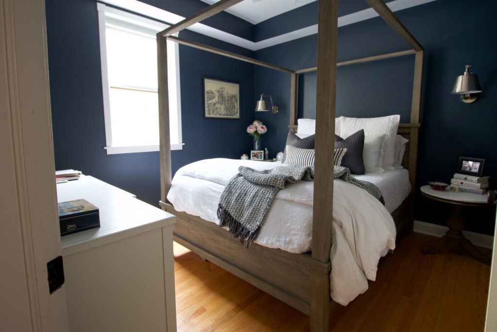 Dark paint in a guest bedroom retreat