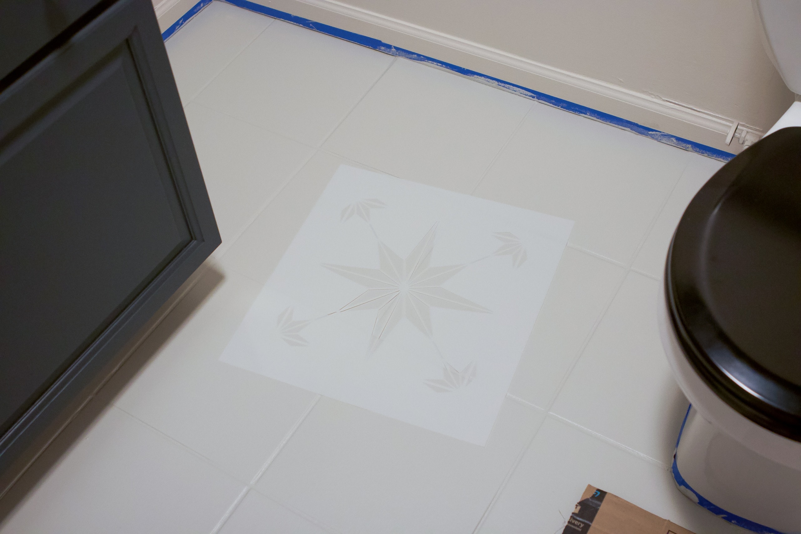 Figuring out what stencil to use when painting floor tile