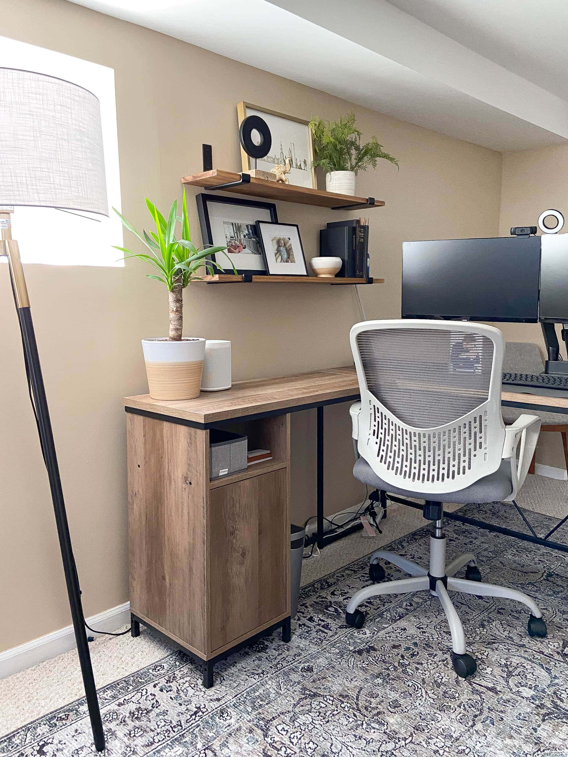 Tips to style simple wood shelves for your home office