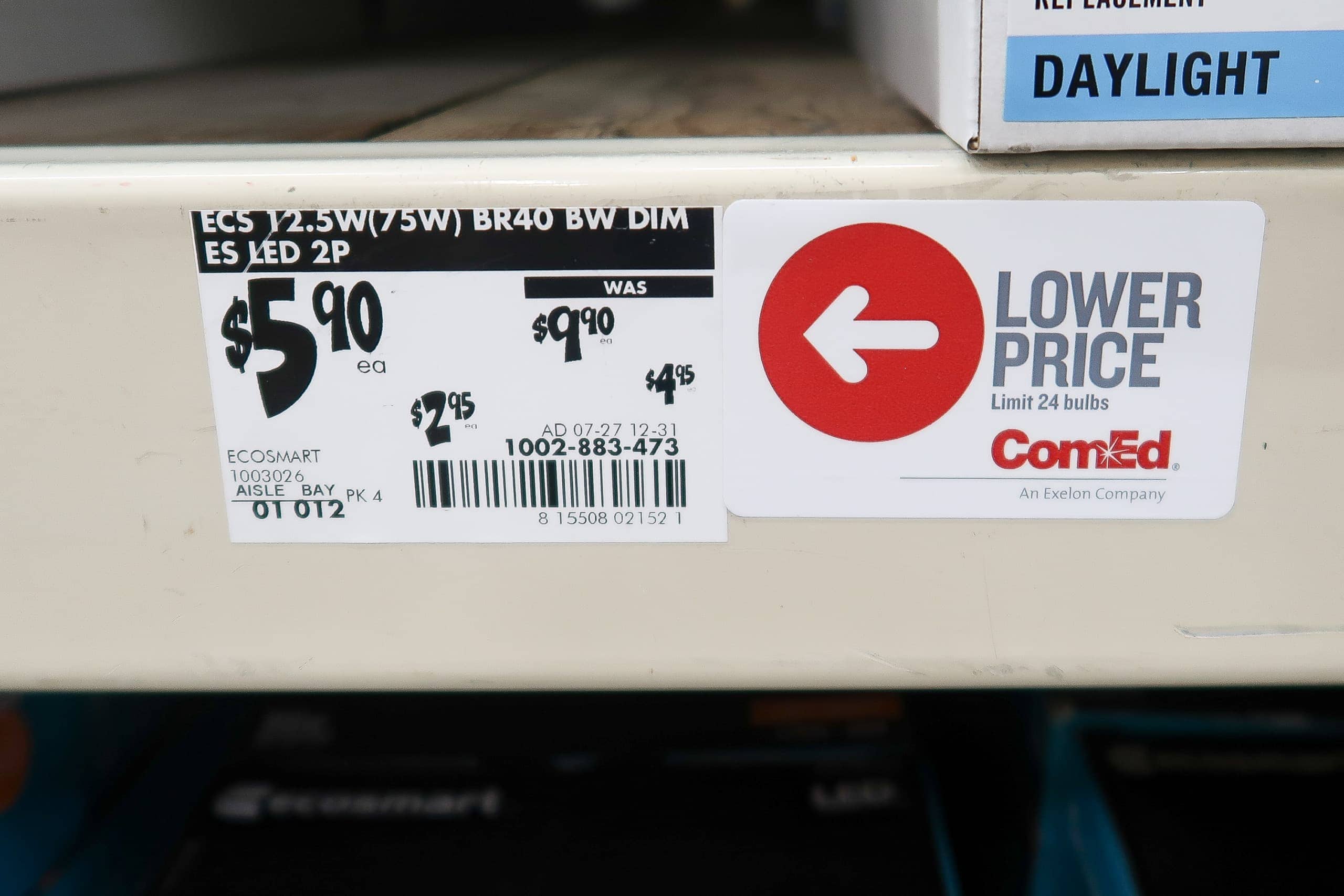 Look for the Comed lower price sticker on light bulbs
